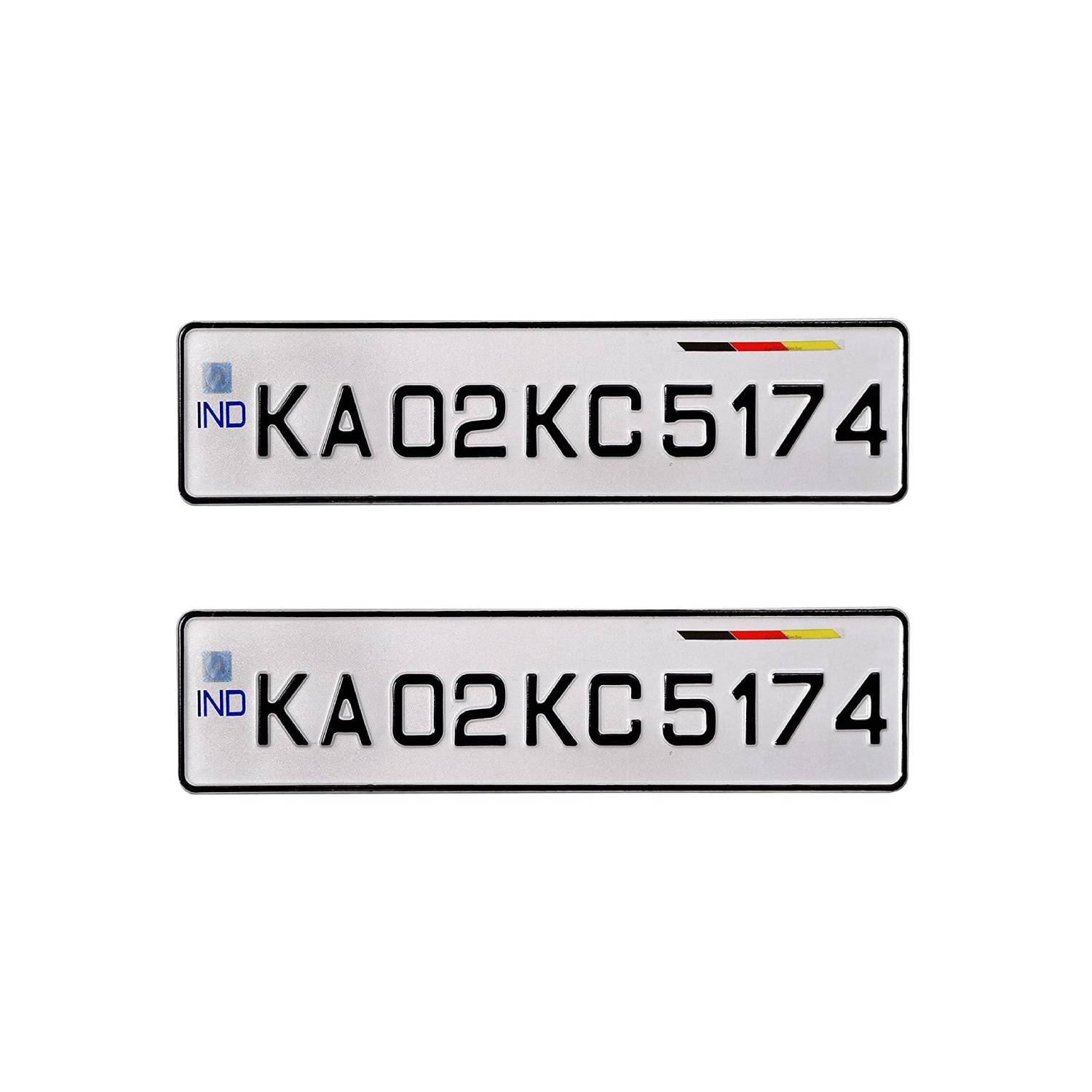 INNOVQARAJ CAR IND Number Plate | Euro Font - Fancy | Embossed | Non HSRP Plate | White
