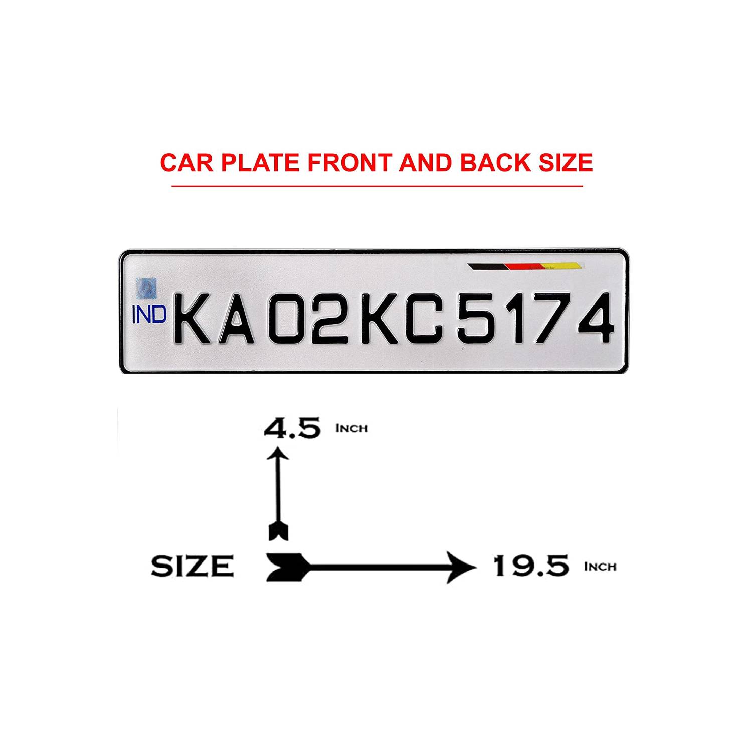 INNOVQARAJ CAR IND Number Plate | Euro Font - Fancy | Embossed | Non HSRP Plate | White - Image 2