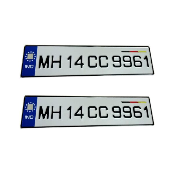 INNOVQARAJ IND Embossed Number Plate for CAR | Euro Font - Fancy | Embossed | Non HSRP Plate | Blue