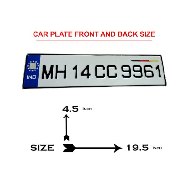 INNOVQARAJ IND Embossed Number Plate for CAR | Euro Font - Fancy | Embossed | Non HSRP Plate | Blue - Image 2