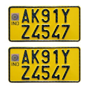 Innovqaraj Embossed 3 Wheeler Auto Number Plate | Fancy | No Bar or Serial Code | Non HSRP | commercial (Yellow) | 2 same size plate