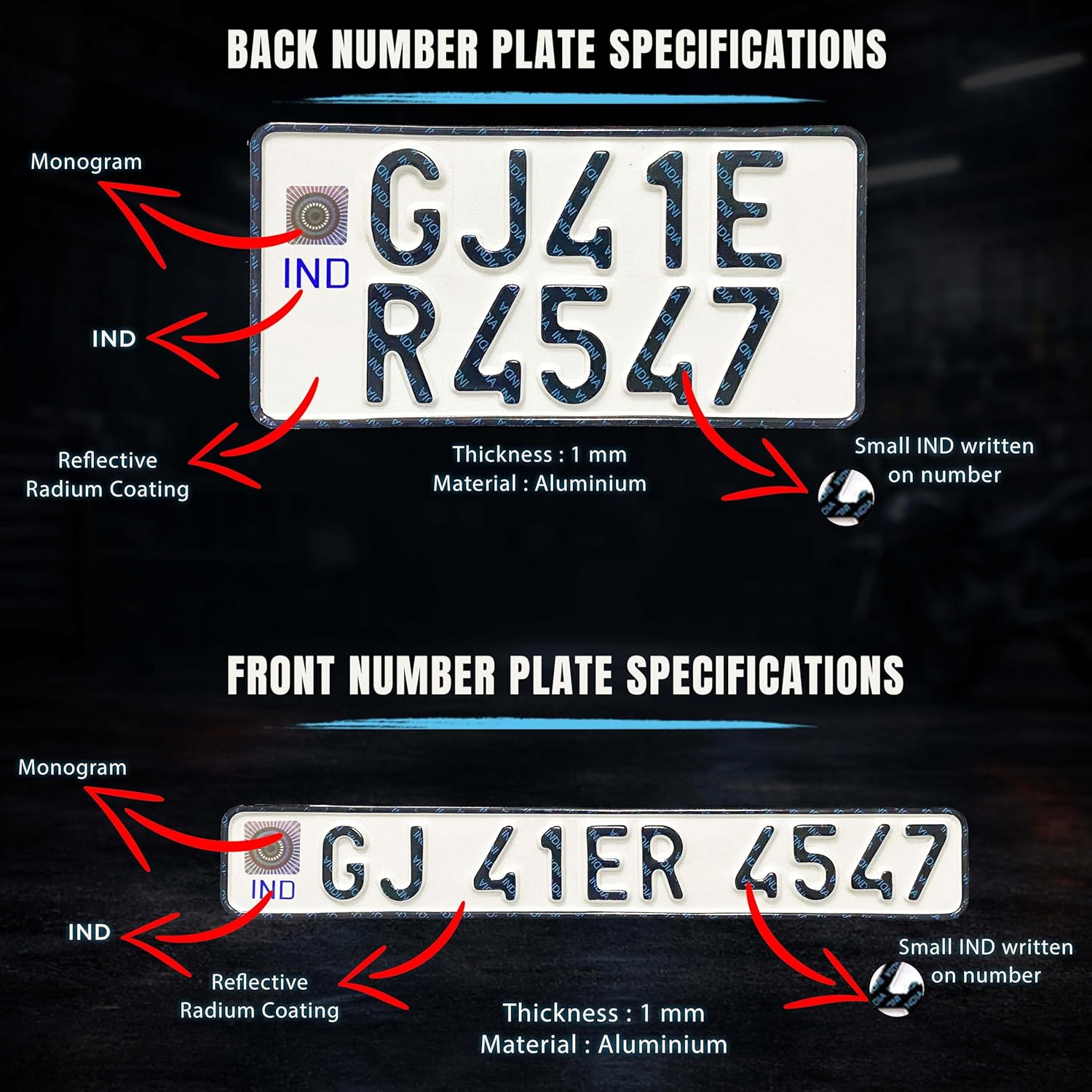 Number Plate specifications