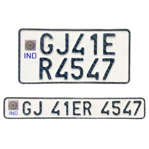 Bike Ind Number Plate for Gujarat | Fancy | No Serial Number | No Bar Code | Non HSRP | Front and Back Plate Set | Colour - White