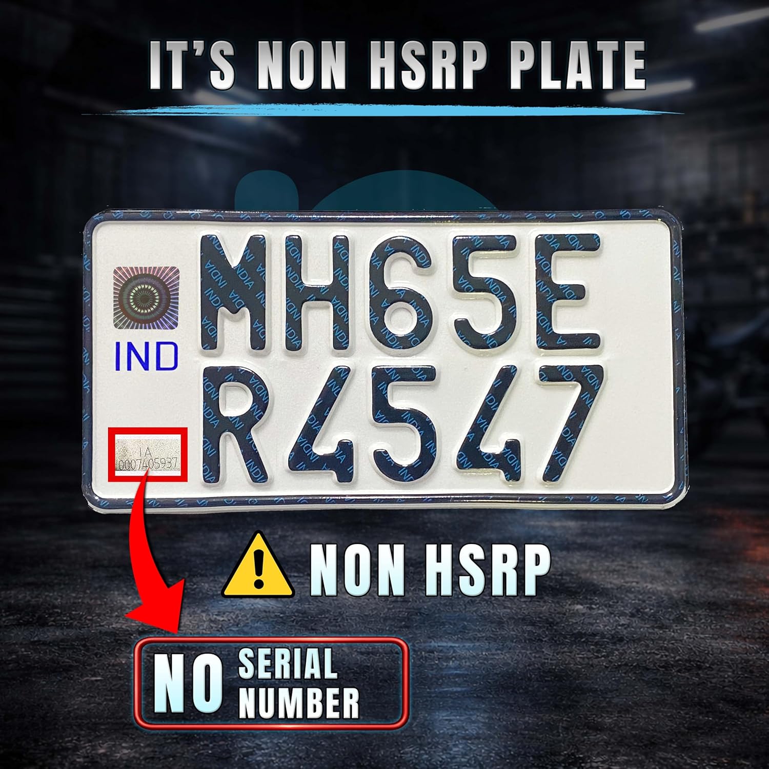 Innovqaraj IND Bike Number Plate | Fancy | No Serial Number Or Bar Code | Non HSRP | Front and Back Plate Set Available | 5 Digits Upper line | Colour - White - Image 3
