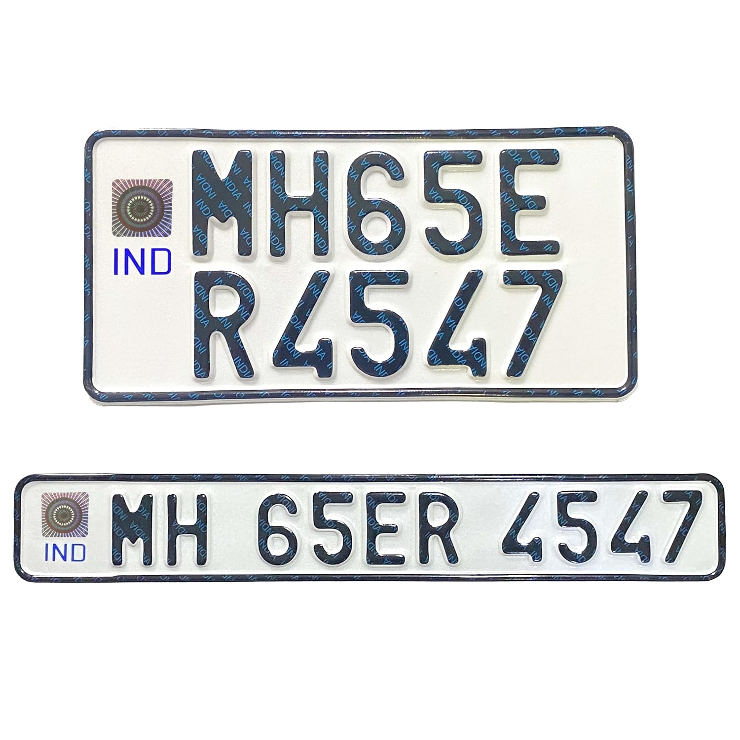 Innovqaraj IND Bike Number Plate | Fancy | No Serial Number Or Bar Code | Non HSRP | Front and Back Plate Set Available | 5 Digits Upper line | Colour - White