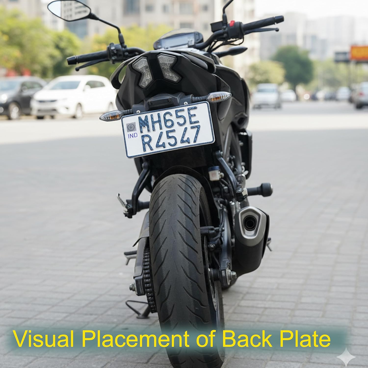 Innovqaraj IND Bike Number Plate | Fancy | No Serial Number Or Bar Code | Non HSRP | Front and Back Plate Set Available | 5 Digits Upper line | Colour - White - Image 9