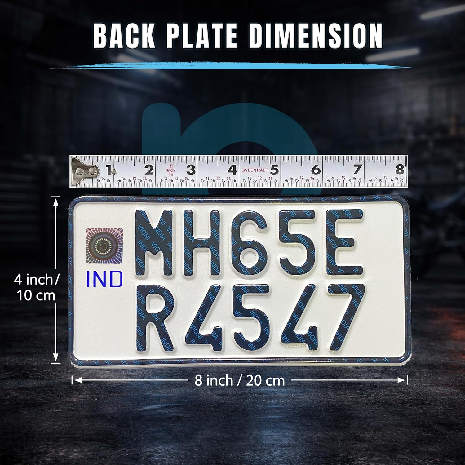 Innovqaraj IND Bike Number Plate | Fancy | No Serial Number Or Bar Code | Non HSRP | Front and Back Plate Set Available | 5 Digits Upper line | Colour - White - Image 5