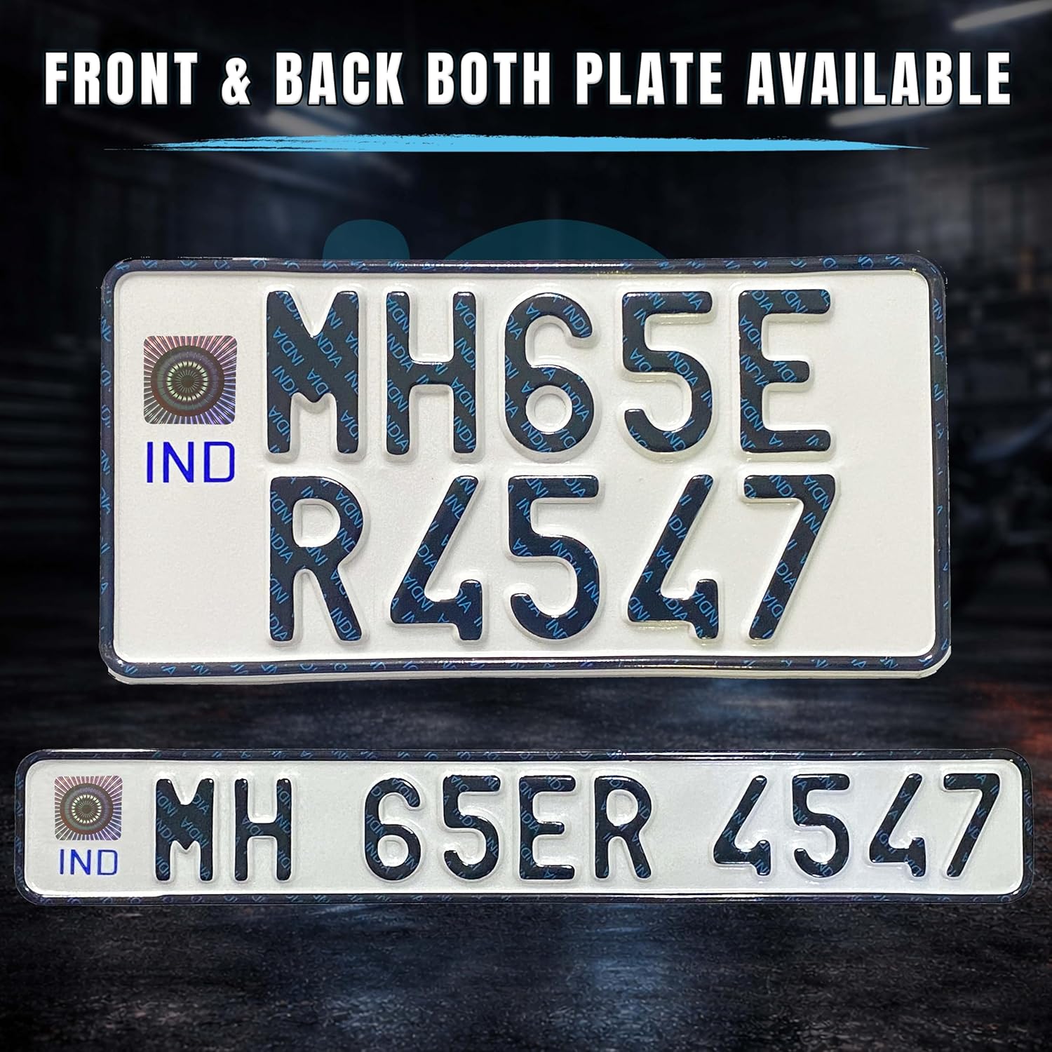 Innovqaraj IND Bike Number Plate | Fancy | No Serial Number Or Bar Code | Non HSRP | Front and Back Plate Set Available | 5 Digits Upper line | Colour - White - Image 7