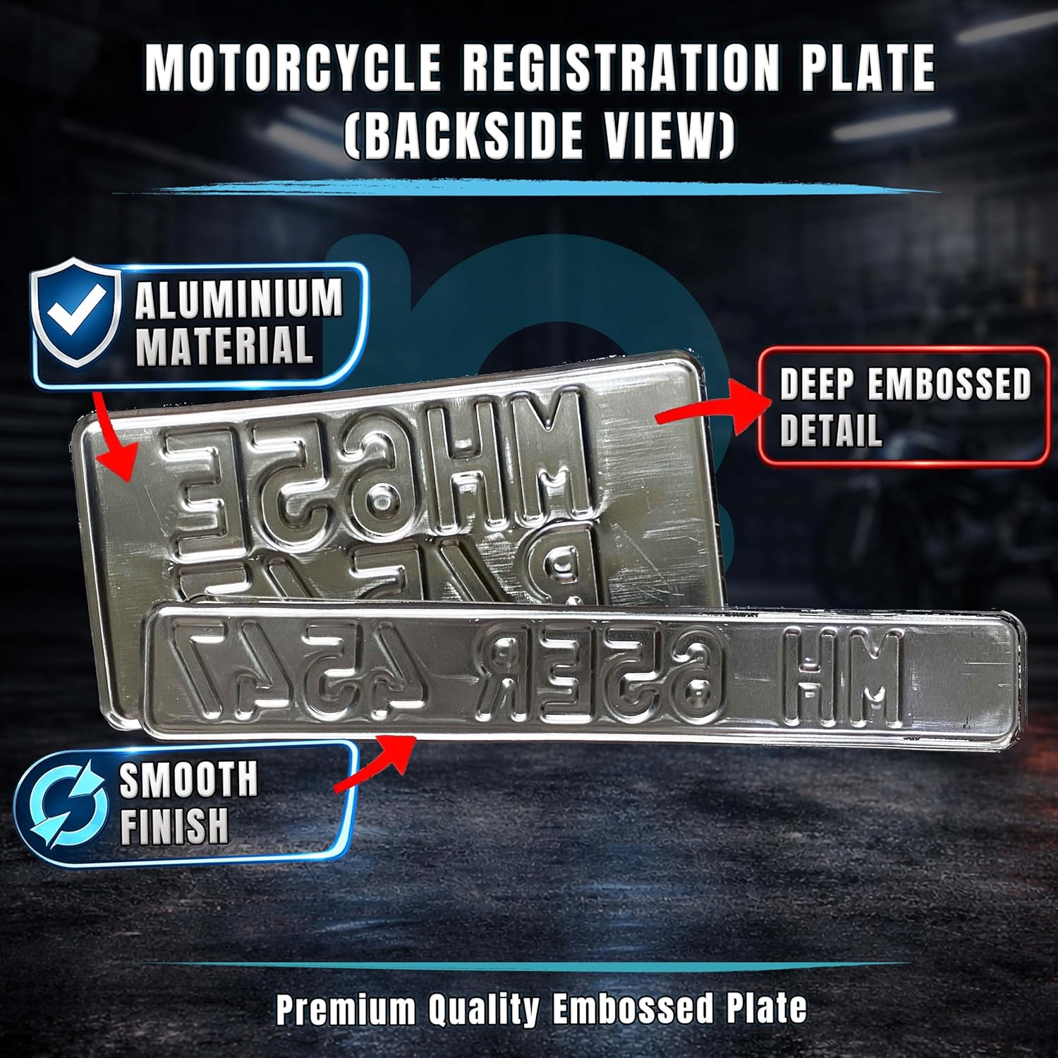 Innovqaraj IND Bike Number Plate | Fancy | No Serial Number Or Bar Code | Non HSRP | Front and Back Plate Set Available | 5 Digits Upper line | Colour - White - Image 6